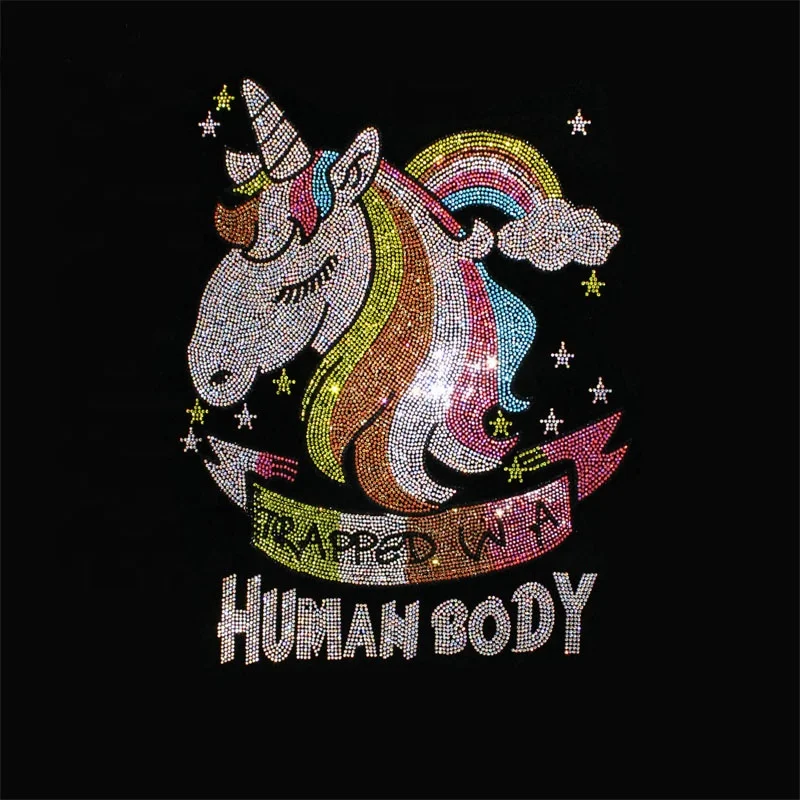 Hot selling New arrival Cartoon Bear Iron On Rhinestone Motif Hot Fix Rhinestone Sticker Transfer Logo For Kids Garment