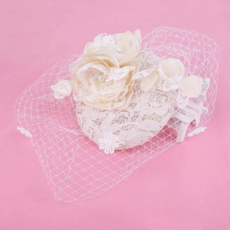 Wedding Party Lace Covered Base Veil Bridal Hair Accessories Fascinator Hat