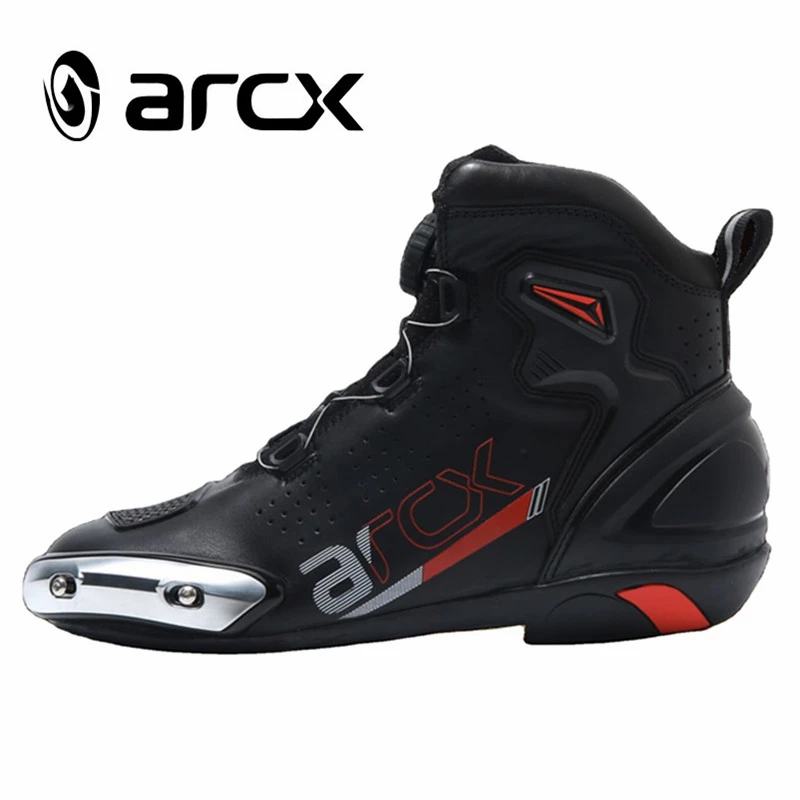 ARCX Motorcycle Shoes Moto Motorbike Ankle Stainless Steel Slider Anti-Skip Reflective Speed Riding Auto Racing Wear Boots