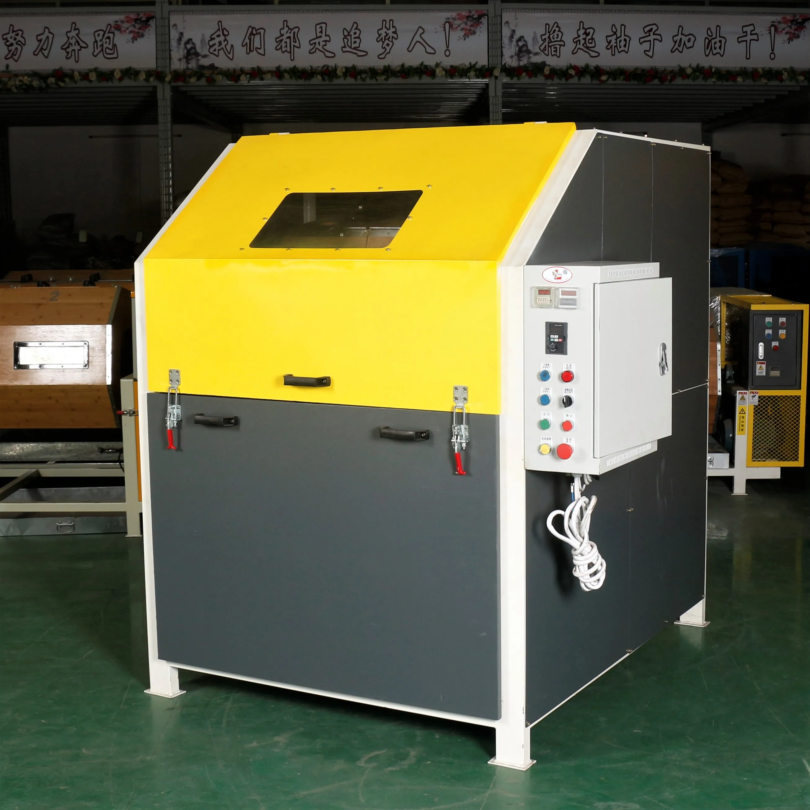 Large capacity high speed centrifugal rotation hexagonal dry rolling machine, small accessories drum polishing machine