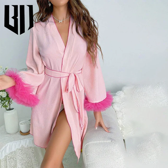 2024 Trend Products Home Textiles Feather Bathrobe Luxury Women Robe