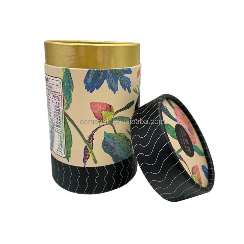 Биоразлагаемая бумажная картонная трубка для чая 30 г Персонализированная цилиндрическая бумажная упаковка для кофе милый дизайн подарочная коробка