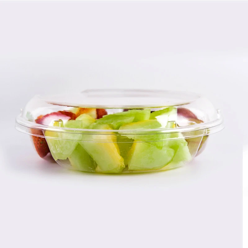 3 Separates Blister Disposable Round Plastic Fruit Salad Box take away PET packaging Food Container