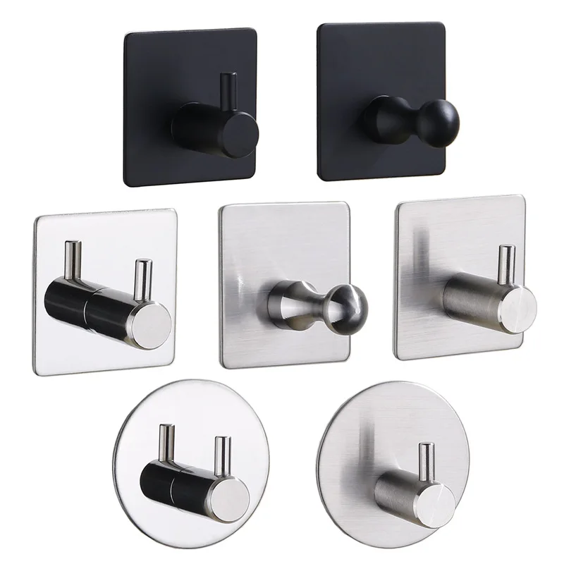 Ebest Self Adhesive Bathroom Hooks Robe Towel Hanger 304 Stainless Steel Hook For Shower room Hangers Hook Bathroom Accessories