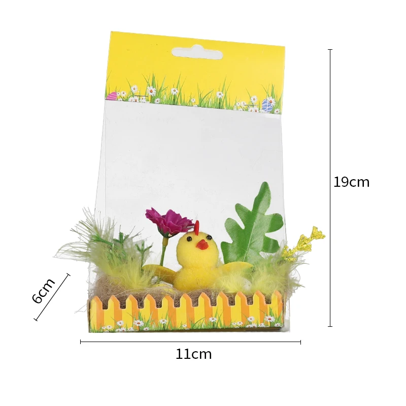 Plush Easter Yellow Chicken Family Incubation coop Set chicken nest Party Home Decor Easter Chicken Ornaments decoration for kid