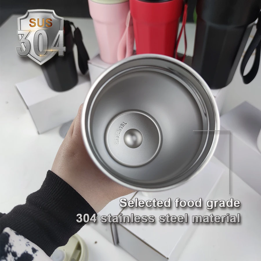 Custom Logo Double Bubbler 380Ml 500Ml Stainless Steel Travel Cup Coffee Insulated Mugs with Lid and Straw Cover