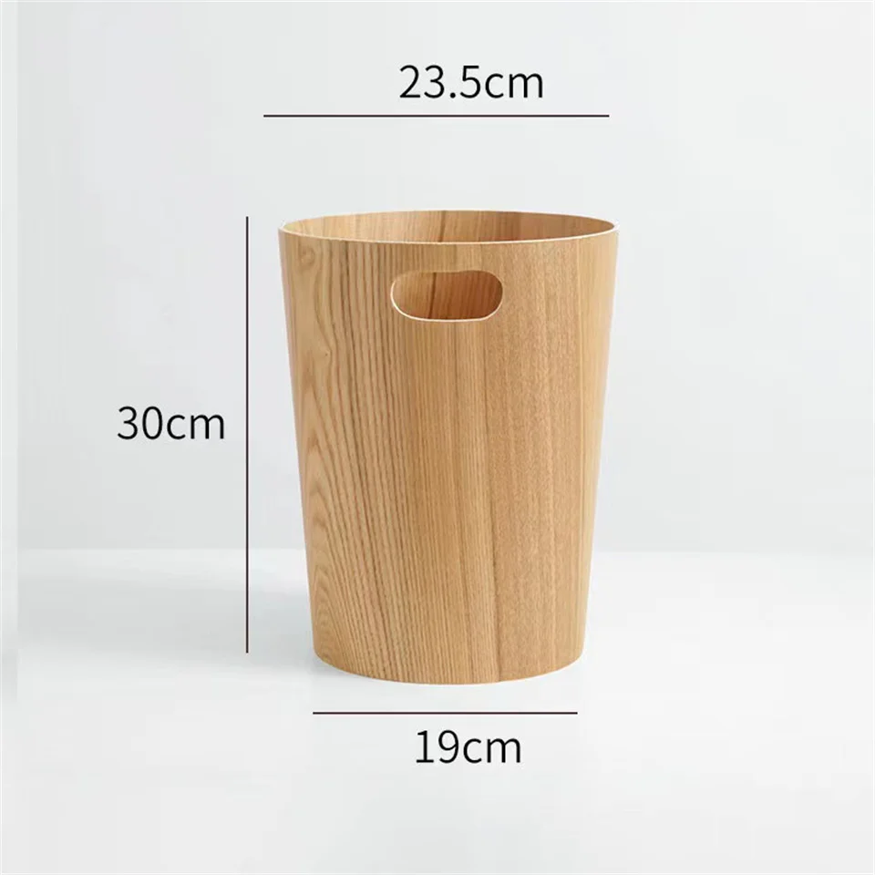 Wholesale Waste  Bins Wooden Trash Can Cylindrical Recycling Bin Rubbish Trash  container for Office Study Bathroom Living Room