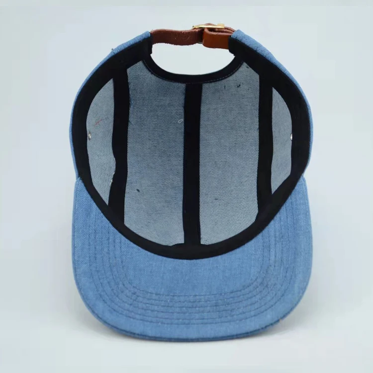 Custom LOW MOQ High Quality Leather Patch 5Panel 5 Panel Five Panel Cap Caps Five Panels Hat Hats With Leather Strap