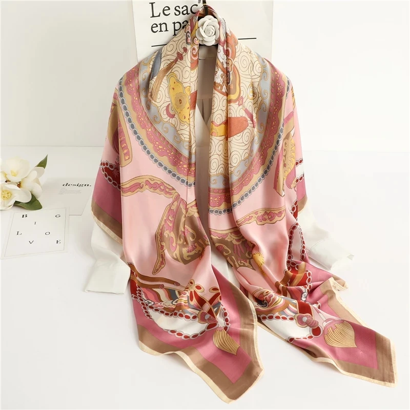 Manufacturer for 100% Silk Scarves Custom Printing Square Women Silk Scarf 130*130