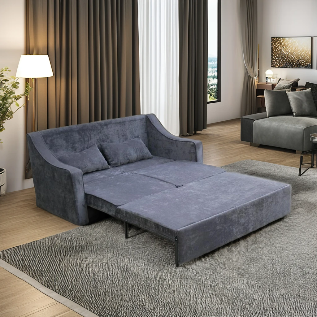 High Quality Modern Queen Size Soft Mattress Fabric Sofa Bed Durable Wooden Structure with High-Strength Metal for Home Hotel