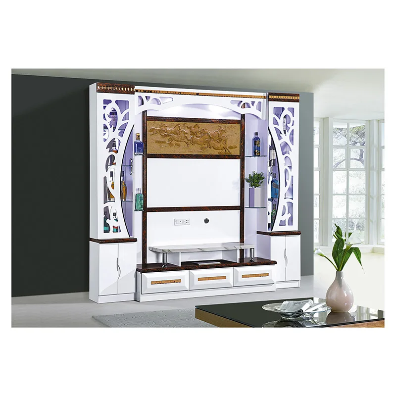 showcase home furniture in living room style TV cabinet with decorative storage glass modern TV wall drawer paint TV stands
