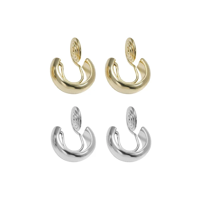 Fashion clip-on earrings Non Piercing Ear Clip on hoop earrings Gold coils Chunky Ear Cuff Earrings of girls women