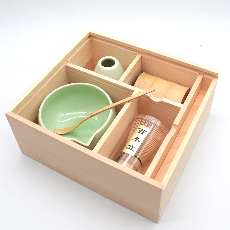 Estick Factory Price Wooden Hot Selling Custom Logo  Matcha  Tea Set Box Bowl Bamboo Whisk Tin Japanese Matcha