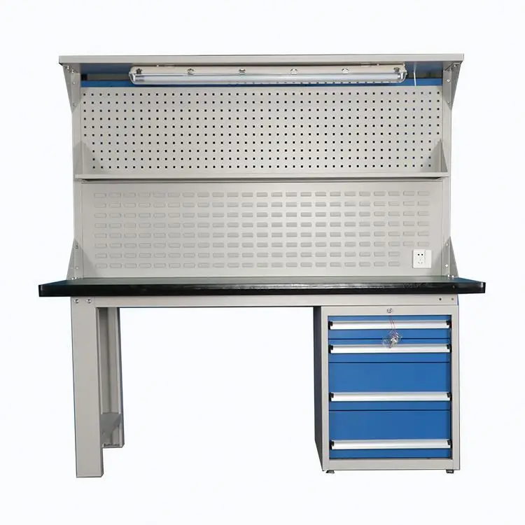 Industrial heavy duty garage lab workbench with rubber mat top