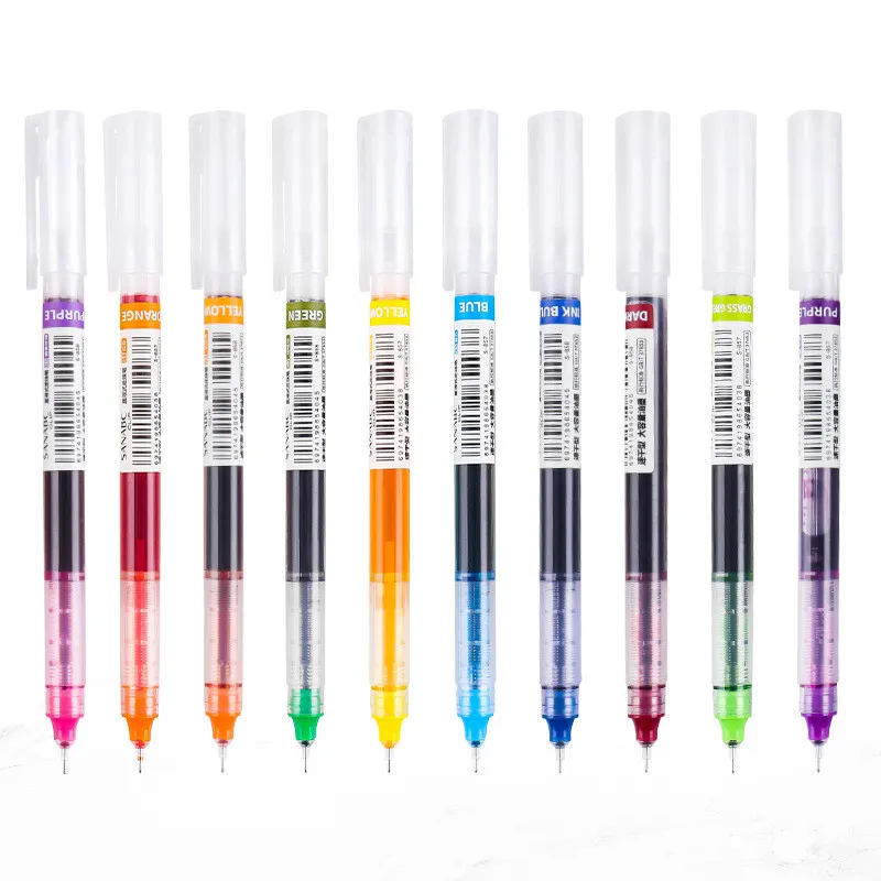 12 Color Quick-Drying Gel Pen Set School Office Journals Drawing Art Straight Liquid Rollerball Pen Rolling Ball Pens