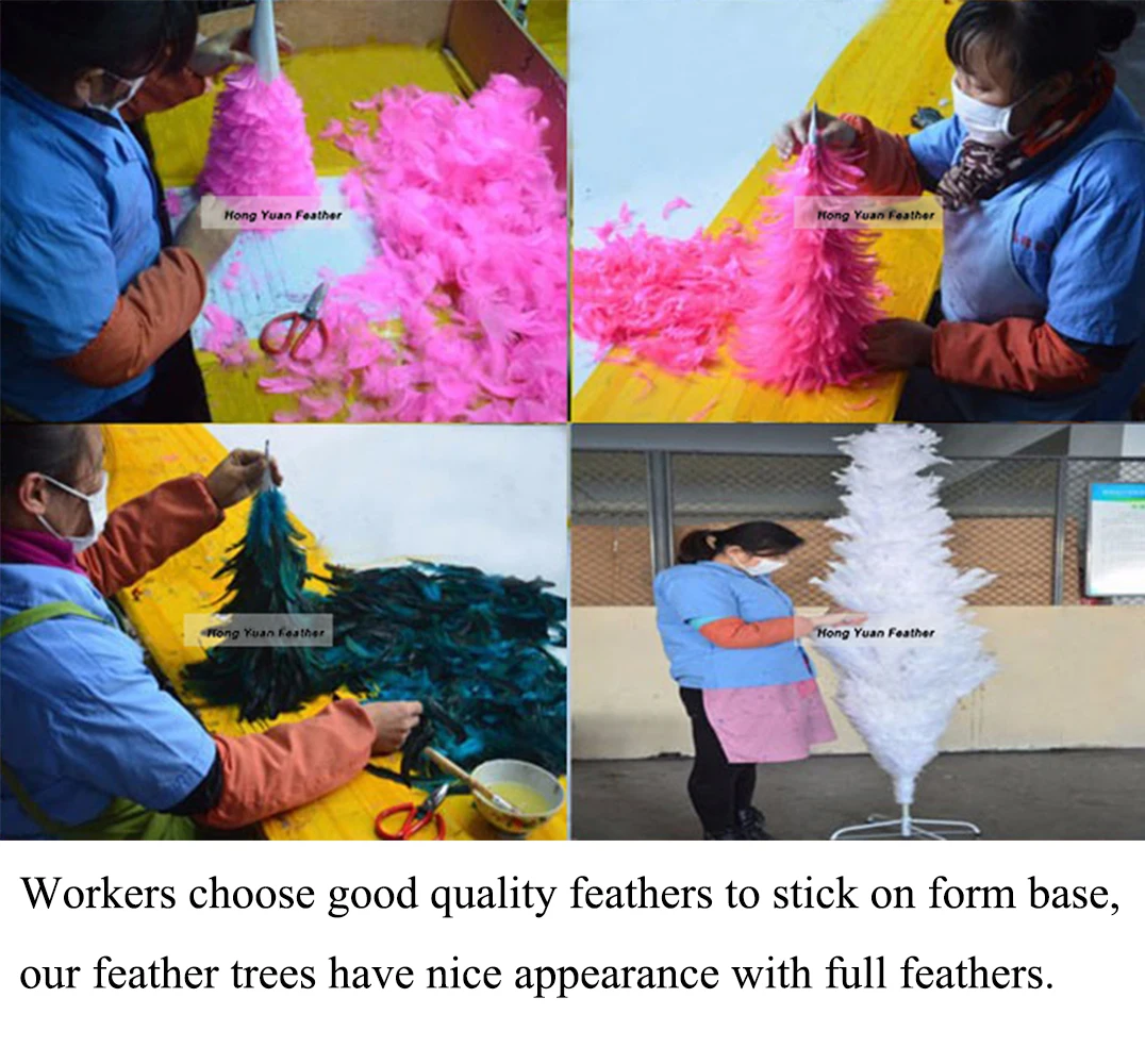 Natural Goose feather christmas trees for outdoor interior home Office Room Winter Holiday Party decor item ornament supply