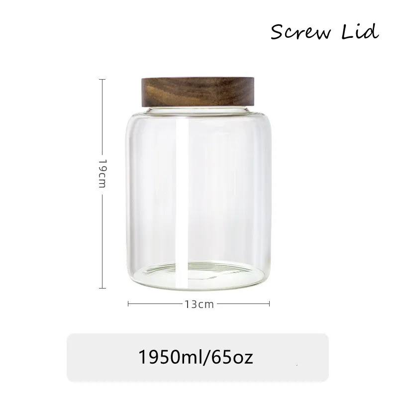 Clear 1/2 gallon large mason  canisters glass jar with Airtight wood lid  for Flour, Cereal, pickles