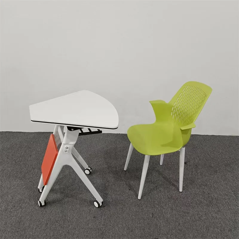 Modern Extendable round Meeting Room Desk with Movable Spliced Bracket Metal Folding Furniture for Classroom & Workshop Use