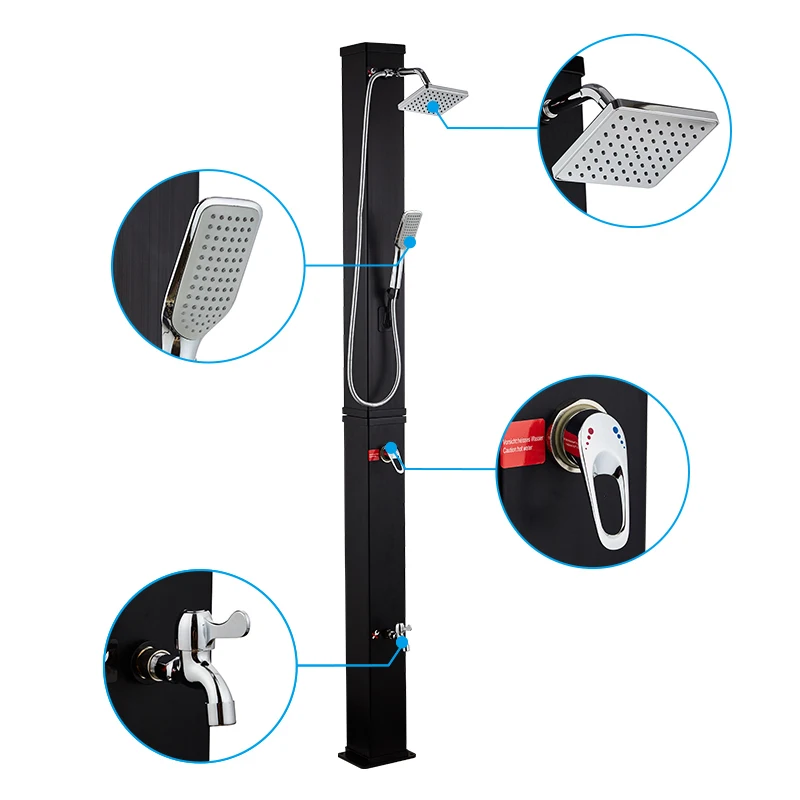 40L Multifunctional Aluminum Outdoor Garden Beach Set Shower Column Suborn Solar Shower Column