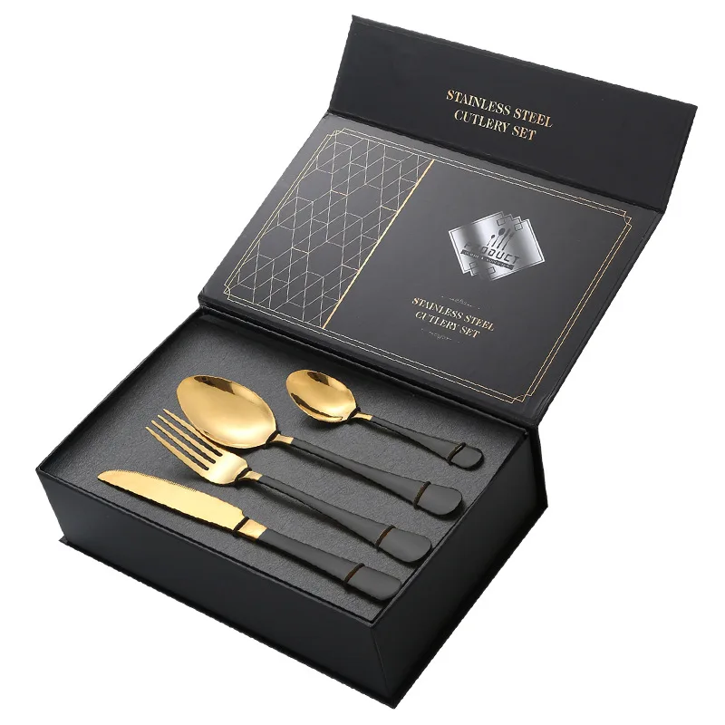 BSCI factory hot Seller Stainless Steel 24 Pieces Case Silverware Spoons Forks knifes Sets Flatware Gold Cutlery Set