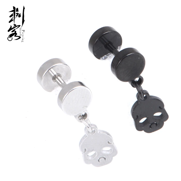 316L Surgical Steel Fake Ear Expander with Skull Fake Ear Plug