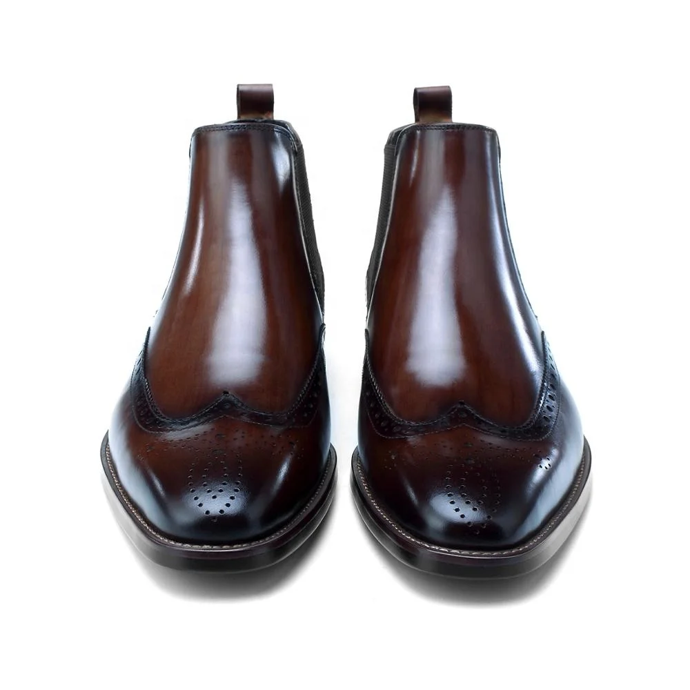 2020 Fashion Handmade Ankle Boots Manufacturer Men Genuine Leather Shoes Oxford Brogue Boots
