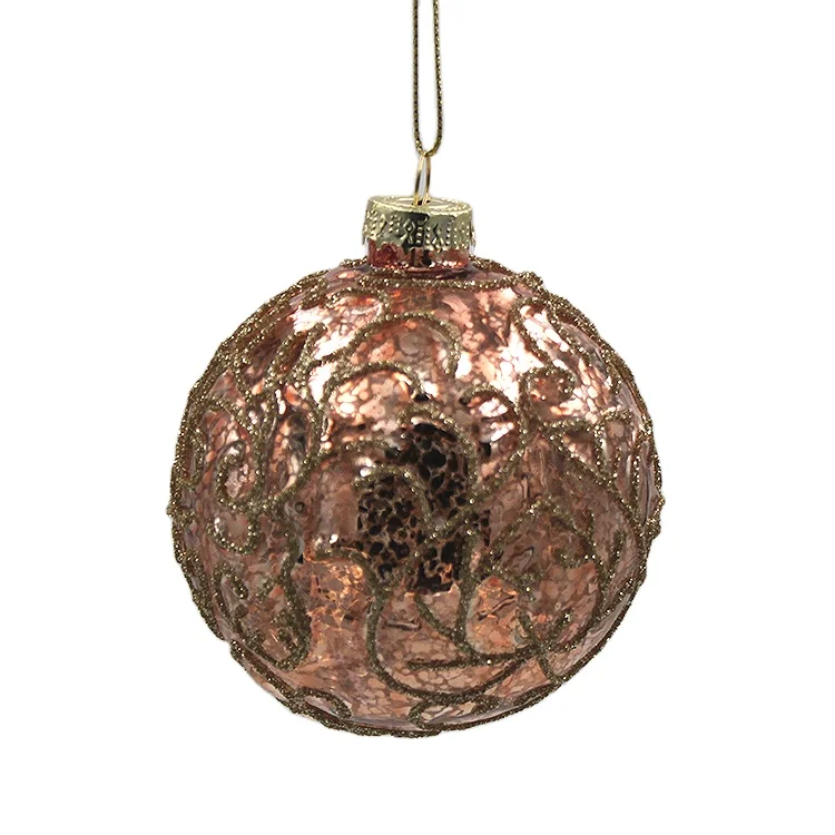 Factory Wholesale Hand Blown Holiday Decorative Round Beautiful Hanging Baubles Glass Christmas Tree Ball Ornaments