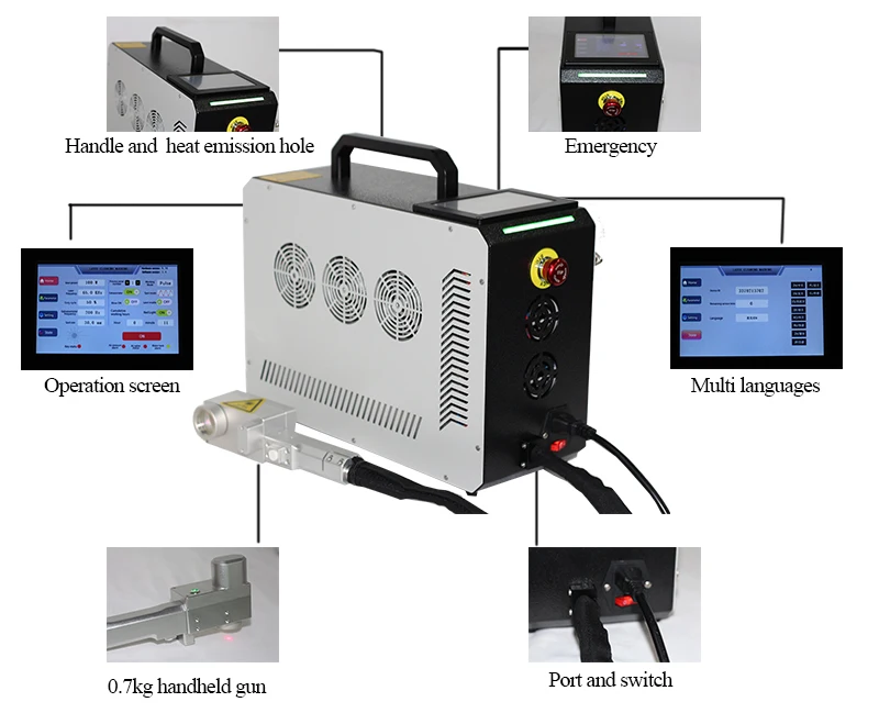 Automatic backpack Fiber laser cleaning machine pulse laser 100w for rust removal and glue removal