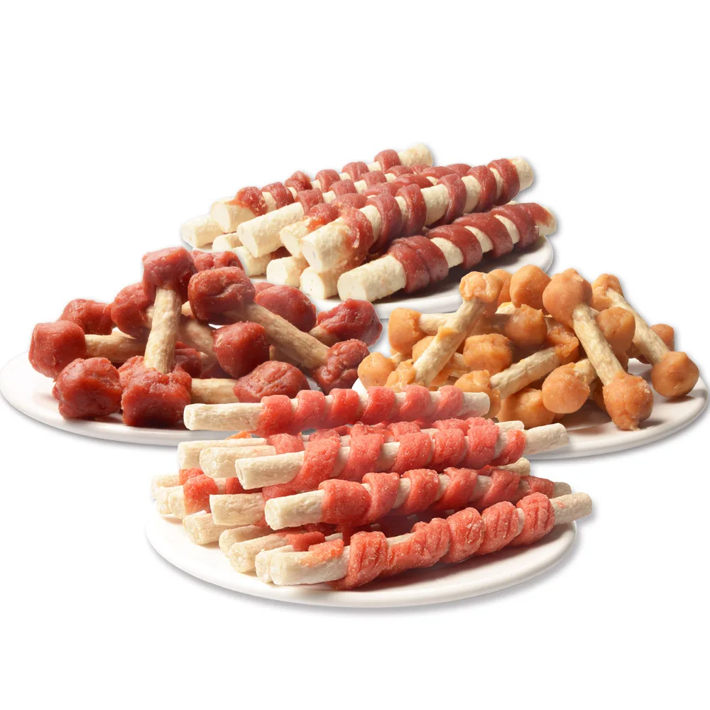 Wholesale Dog Snack Treats Chicken Duck Lamb Rawhide Stick Dog Dental Chews Treats For Dog
