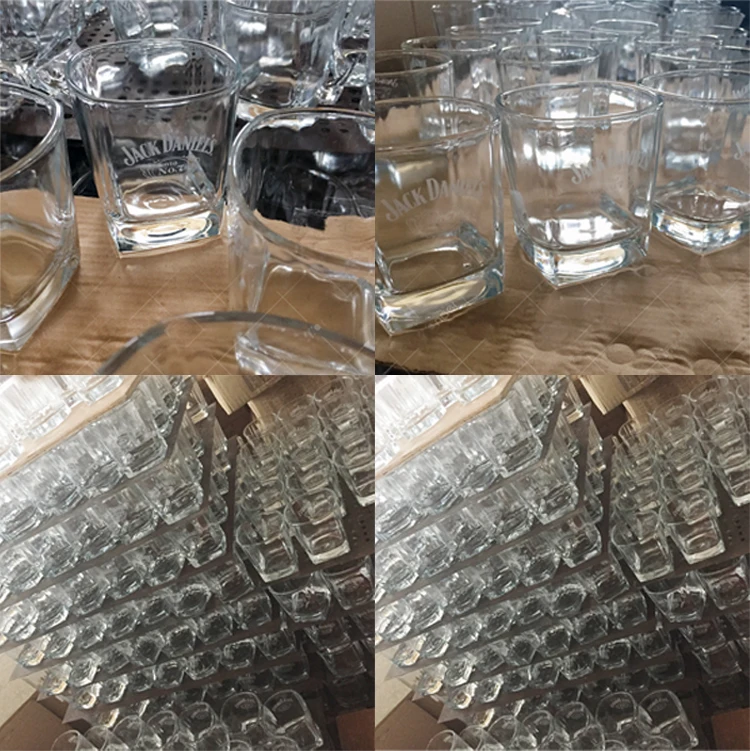 
custom logo printing black color spray black whiskey glass 