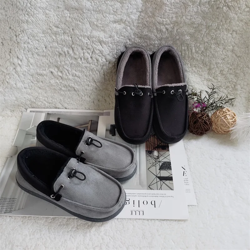 Winter 2022 plush new cotton warm casual Korean suede outer flat shoes for men and women