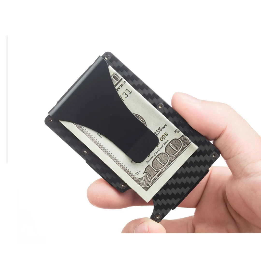 
Rfid Blocking Screw Smooth Surface Carbon Fiber Small ID Card Holder Wallet 