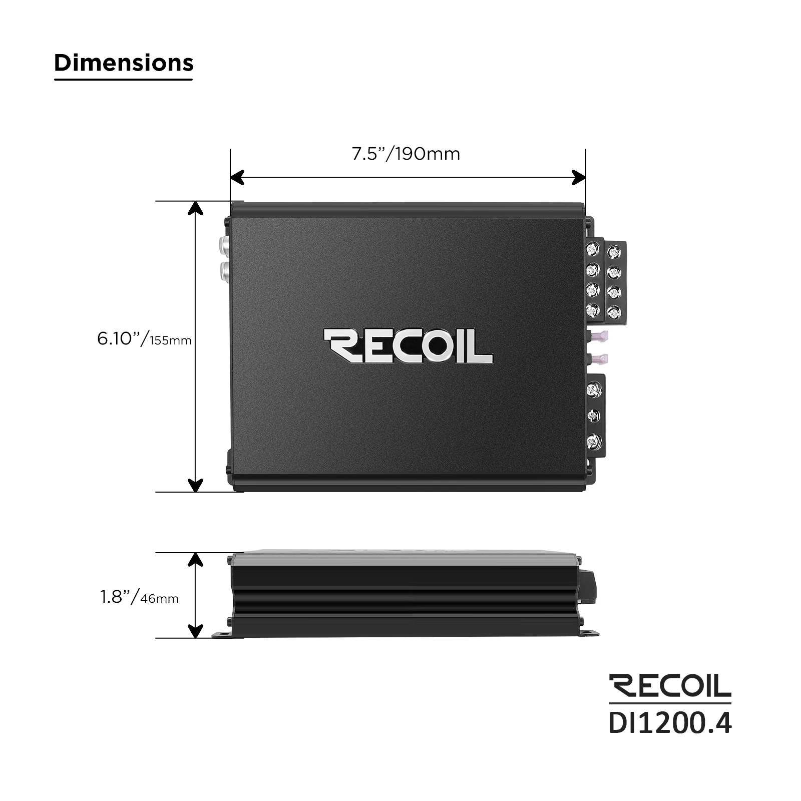 DI1200.4 Full-Range Class-D 4-Channel Car Audio Amplifier, 2,400 Watts, 2-4 Ohm Stable, MOSFET Power Supply, Bridgeable