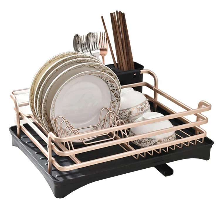
kitchen aluminum over the sink dish drainer drying racks with drainboard 