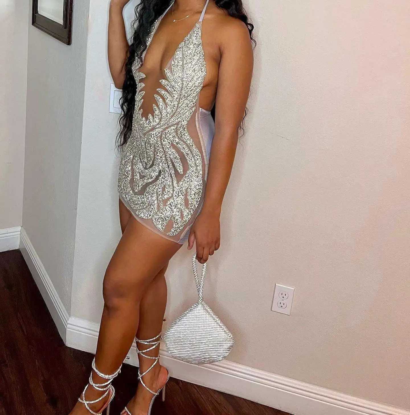 Summer 2023 Crystal Birthday Ladies Elegant Dress Shiny See Through Mesh Diamond Mini Dress Vestidos Luxury Dance Dress