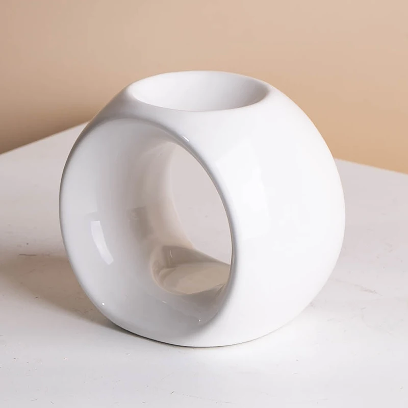 YUANWANG Oval Shaped Hollow Design Ceramic Oil Burner Fragrance Tea Light Scented Wax Melt Candle Warmer Incense Burners
