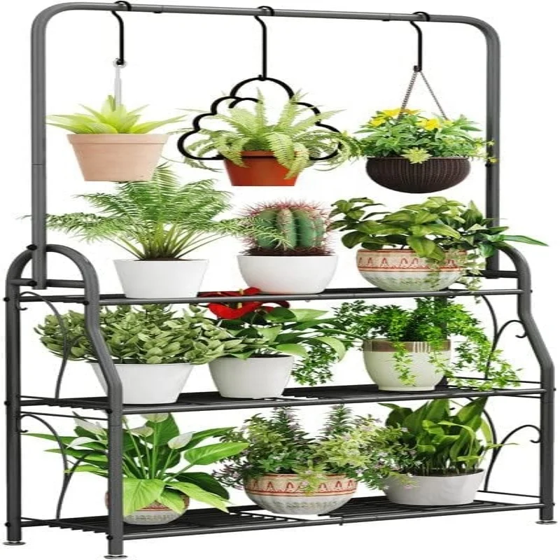 Oniya  3 Tier Indoor Outdoor  Potted Holder Rack Flower Pot Stand Hanging Flower Shelf for Room Balcony Garden Patio Set