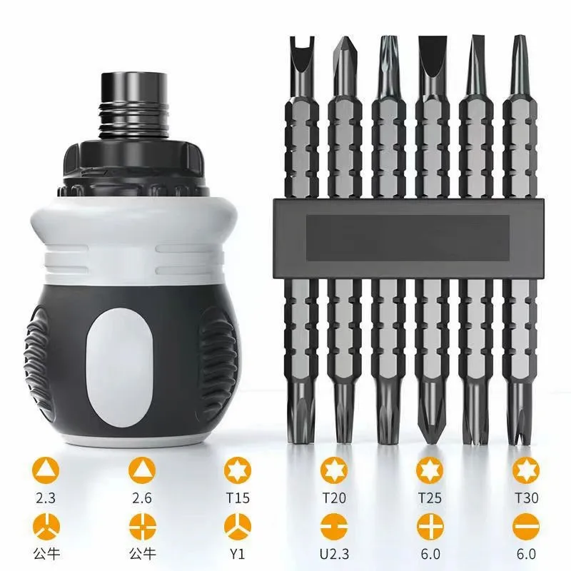 Retractable Dual-purpose Ratchet Screwdriver Cross Head Slotted Screwdriver Set