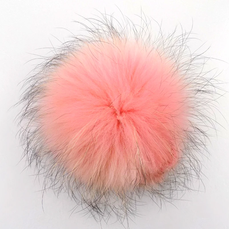 15cm snap on pompom raccoon fur pom poms