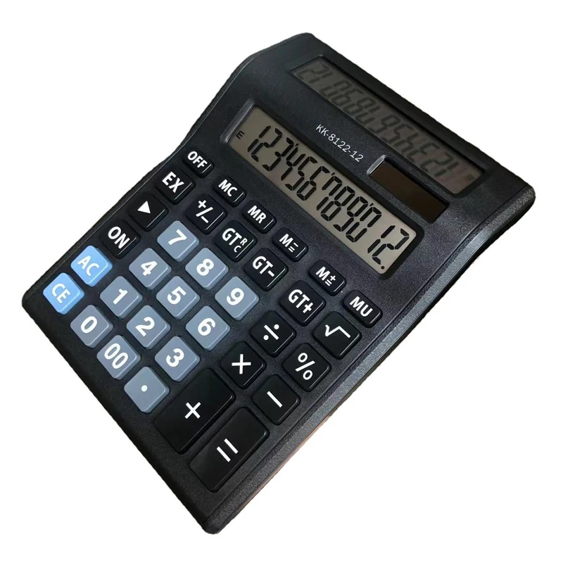 Business Finance Office Desktop Calculator Dual LCD Screen 12 Digit Dual Power Solar Electronic Calculator