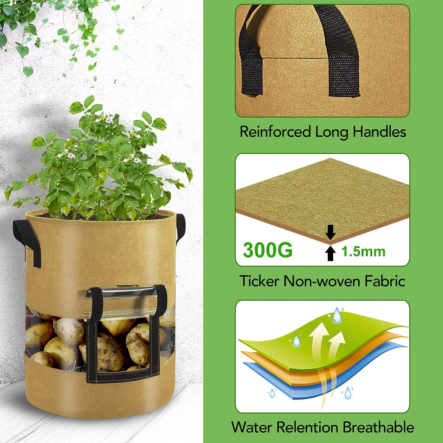 1/2/3/5/10/15 planter grow bag tree seeding pot fruit fabric plant pots Flower pot 100 gallon grow bags for planting vegetables