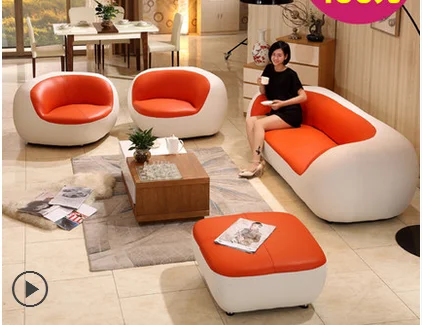 latest design colorful round corner genuine leather sectional sofa 7 seater sofa set for living room