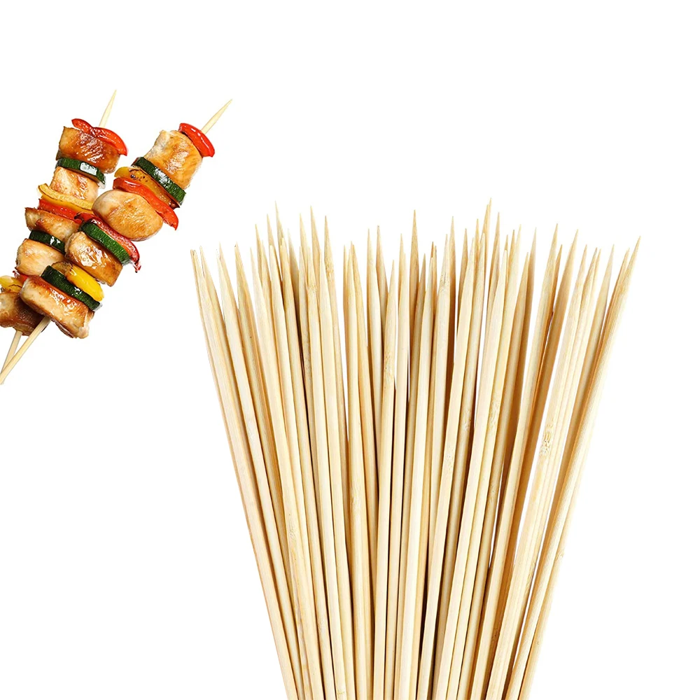  Shish Kebab Skewers Barbeque Bamboo Round Grill BBQ Sticks