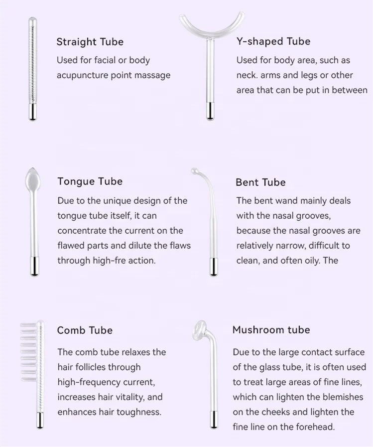 Touch screen 6 in 1 Electrode Ozone Tubes Hair light therapy Face Massager Argon Device High Frequency Facial Wand machine