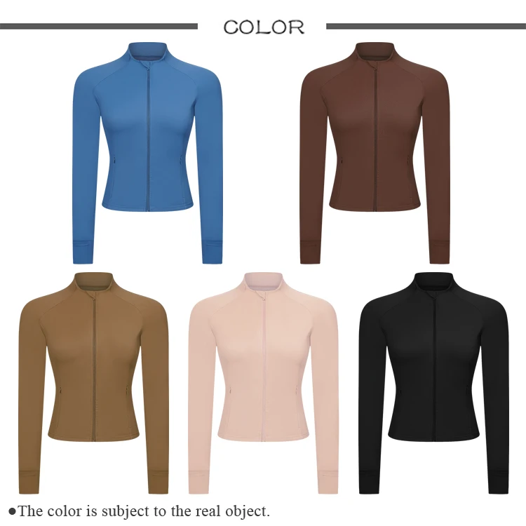 Female Lulu Sports Workout Wear Clothes Zip Up Quick Dry Gym Running Long Sleeve Top Custom Women Yoga Jacket