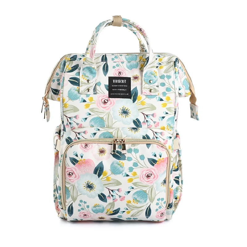 New flower printed bolso de mami milk bottle insulation baby mummy backpack diaper mommy bag