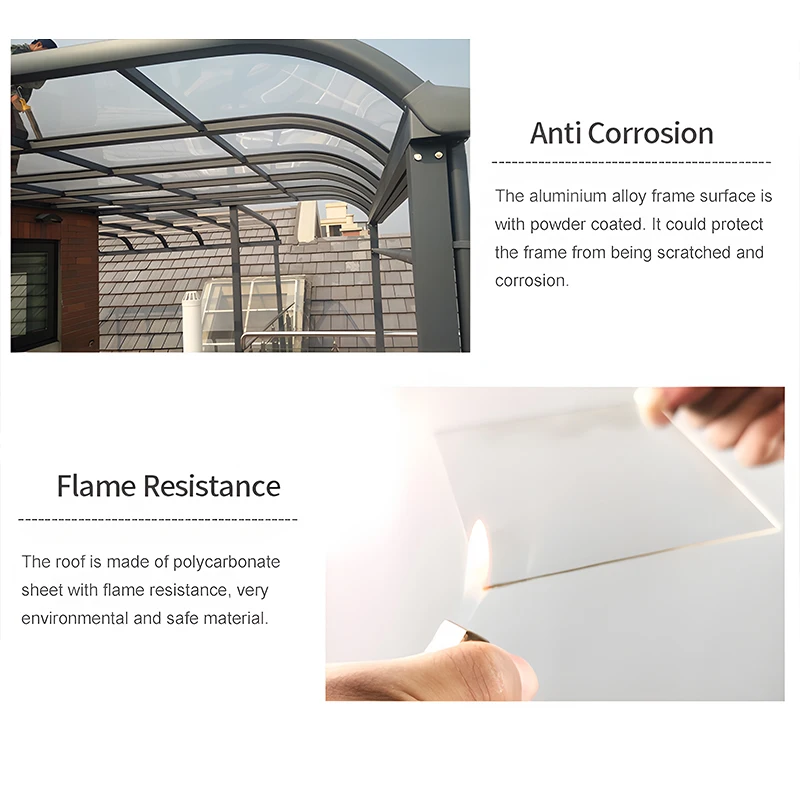 Hot Selling Product Aluminum Carport Polycarbonate M Shape Carport Shelter Aluminum Awning  For House Garage