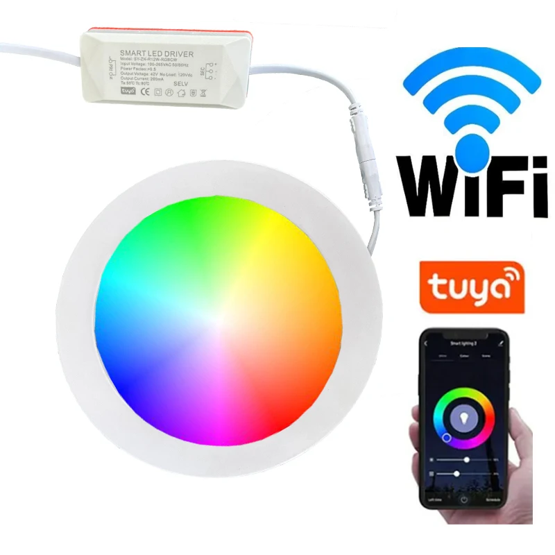 Benory Tuya приложение с мобильным управлением умное освещение 6 Вт 12 18 24 тонкий встраиваемый потолочный светильник RGB + CCT Wifi панельный