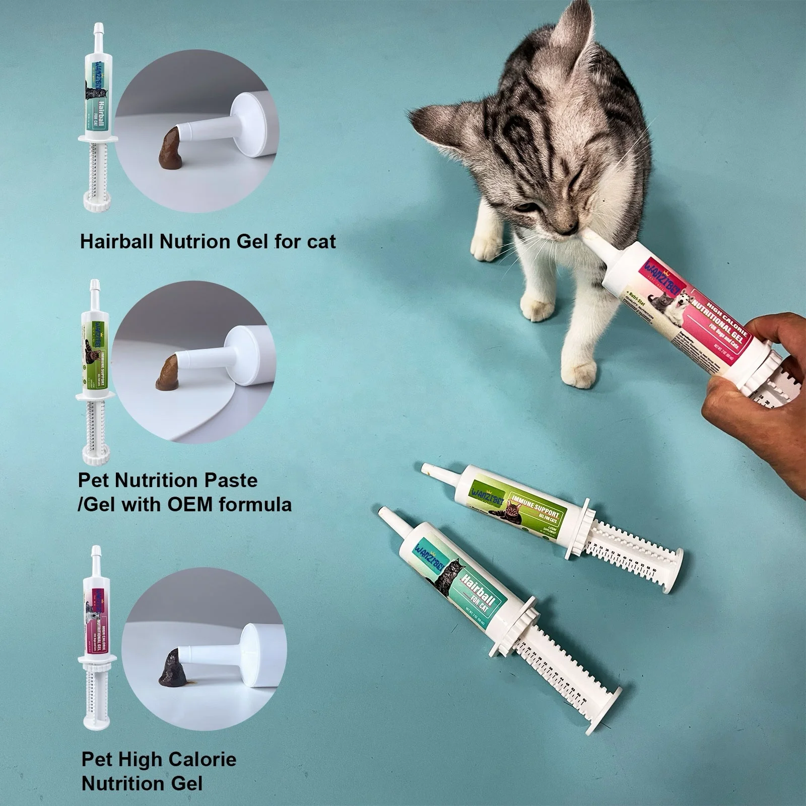 OEM Natural Hairball Control Gel for Cats Nutrition Supplements for Cats Hairball Remedy Aid with Omega 3 6 Fatty Acids