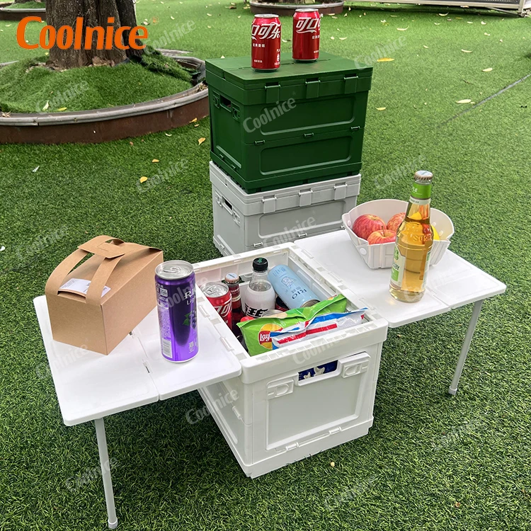 Foldable Storage Boxes Folding Camping Box Tourist Table Car Trunk Box Vehicle Supplies Fishing Accessories Plastic Container